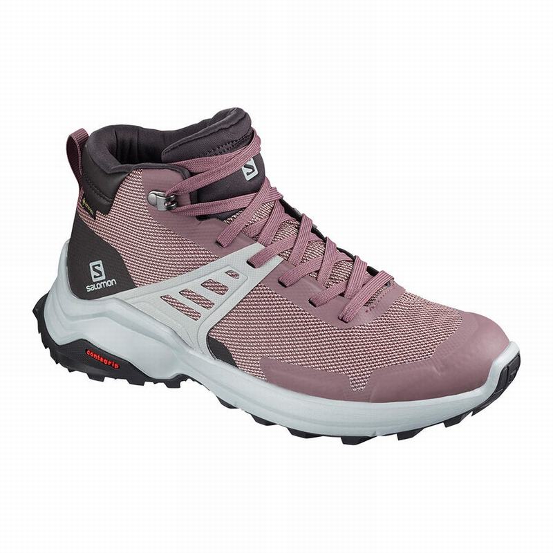 Chaussures De Randonnée Salomon Femme Bordeaux - Salomon X RAISE MID GORE-TEX - France (6035-MOQNI)